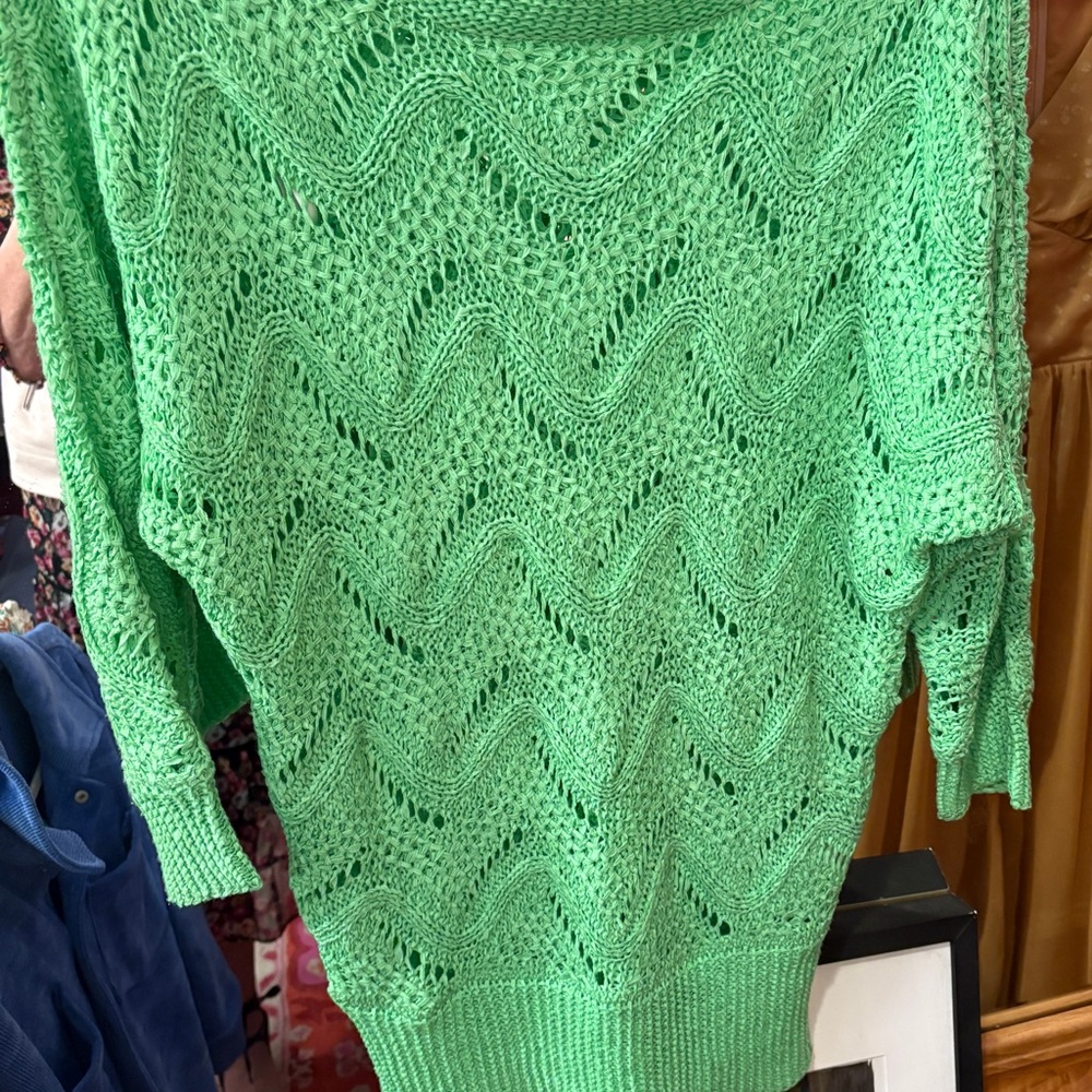 Lilly Pulitzer Mint Green Open-Knit Wave Sweater